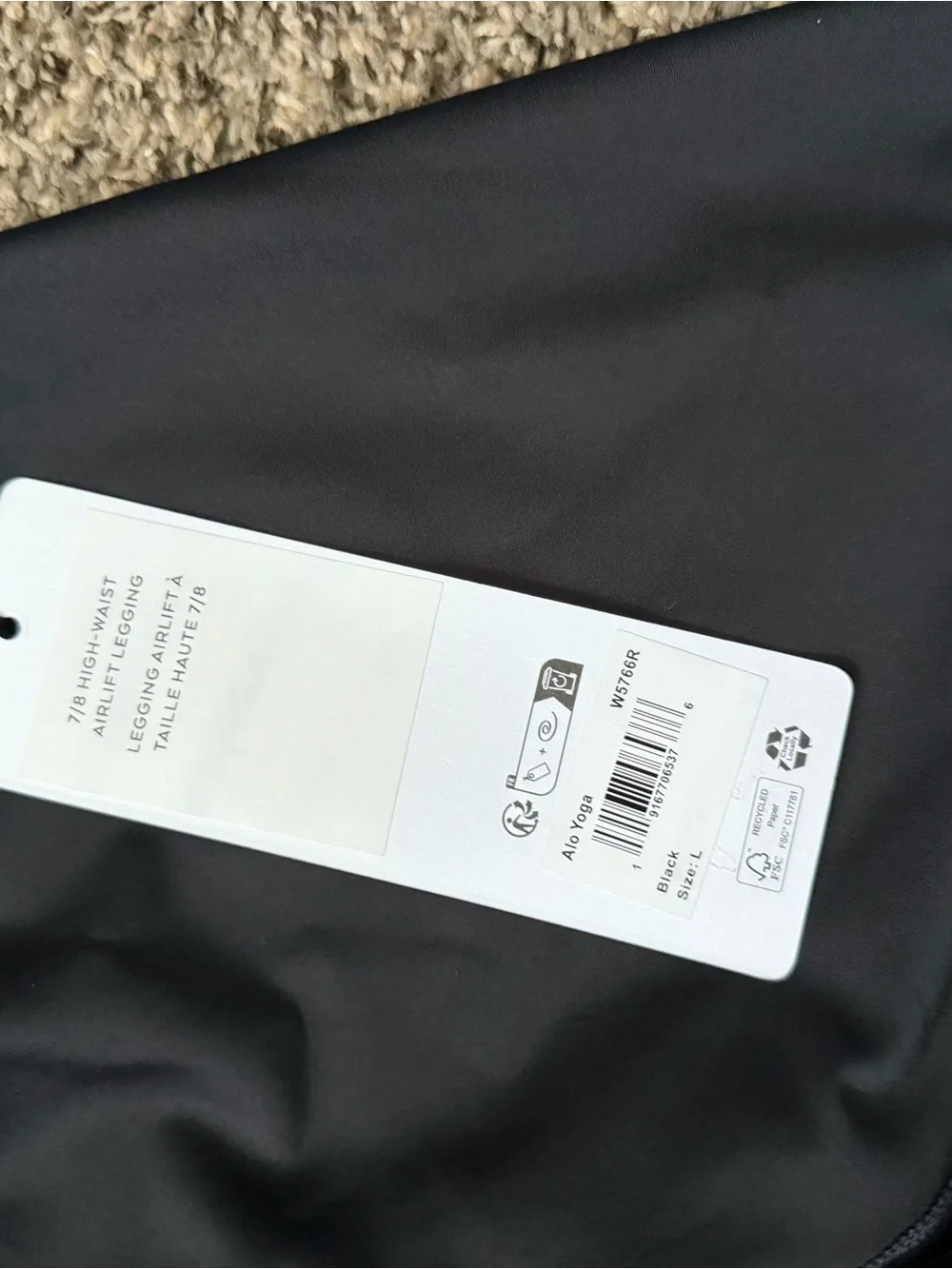 Alo High-Waist Leggings in Black 7/8 large nwt